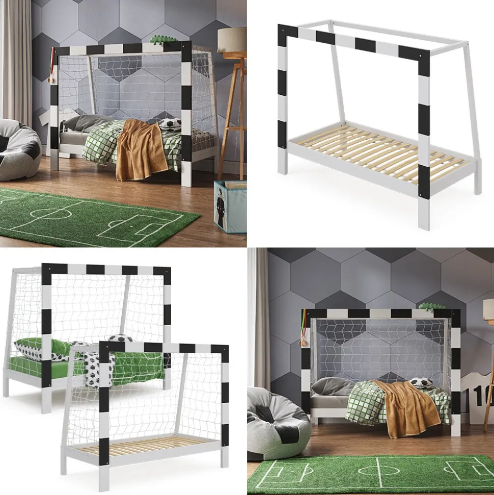 Vitalispa Kinderbett Fußballtor Weiß 178 x 142,5 cm ohne Matratze