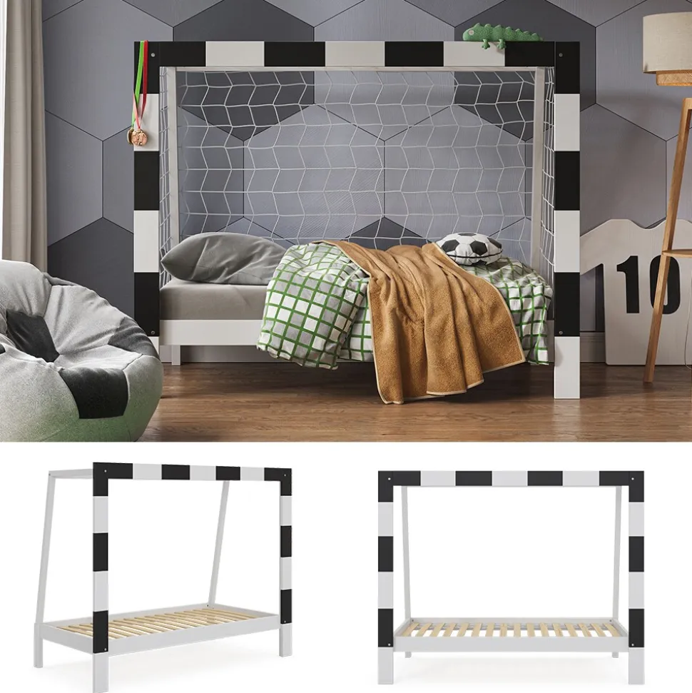 Vitalispa Kinderbett Fußballtor Weiß 178 x 142,5 cm ohne Matratze