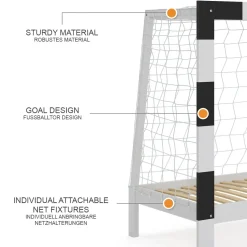 Vitalispa Kinderbett Fußballtor Weiß 178 x 142,5 cm ohne Matratze