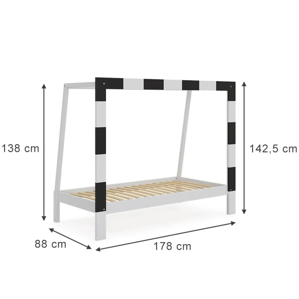 Vitalispa Kinderbett Fußballtor Weiß 178 x 142,5 cm ohne Matratze