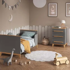 VitaliSpa Kommode Malia 60x88cm für Kinderzimmer, Schrank mit 3 Schubladen, grau