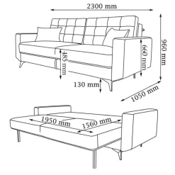 VitaliSpa Schlafsofa Schlafcouch Boxspringsofa York Schlaffunktion Bettkasten