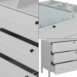 Vitalispa Wickelkommode Ajaton Weiß 133 x 98,4 mit 3 Schubladen