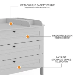Vitalispa Wickelkommode Ajaton Weiß 133 x 98,4 mit 3 Schubladen