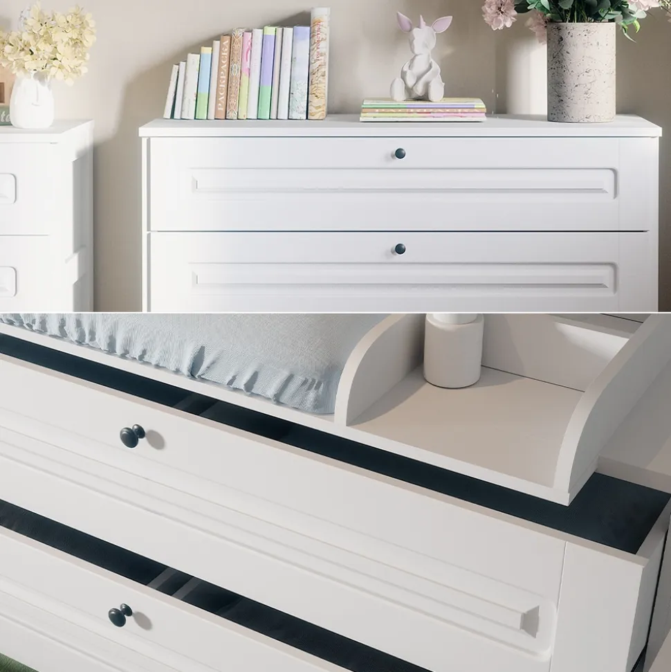 Vitalispa Wickelkommode Ajaton Weiß 133 x 98,4 mit 3 Schubladen
