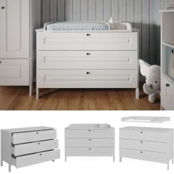 Vitalispa Wickelkommode Ajaton Weiß 133 x 98,4 mit 3 Schubladen