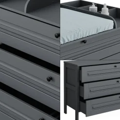 Vitalispa Wickelkommode Ajaton Grau 133 x 98,4 mit 3 Schubladen