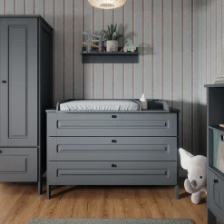 Vitalispa Wickelkommode Ajaton Grau 133 x 98,4 mit 3 Schubladen