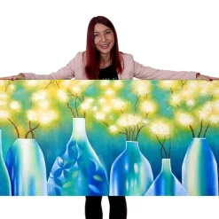 Wandbild Vasen, 100% handgemaltes Ölgemälde Gemälde XL, 135x70cm