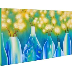 Wandbild Vasen, 100% handgemaltes Ölgemälde Gemälde XL, 135x70cm