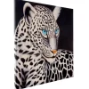 Wandbild Weißer Leopard, 100% handgemaltes Ölgemälde Gemälde XL, 100x100cm