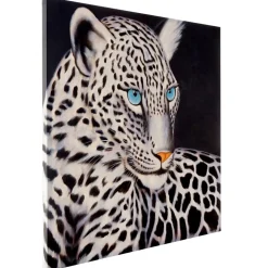 Wandbild Weißer Leopard, 100% handgemaltes Ölgemälde Gemälde XL, 100x100cm