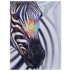 Wandbild Zebrakopf, 100% handgemaltes Ölgemälde Gemälde XL, 90x120cm