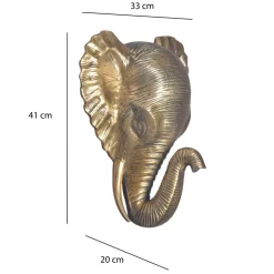 Wanddeko FineBuy Wohndeko Elefant 41 cm Aluminium Gold Afrika Dekoration Modern