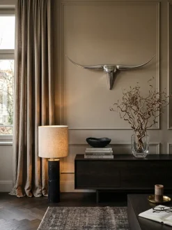 Wanddeko Geweih Bull Aluminium 125 cm breit, Silbern 125x10x60 cm