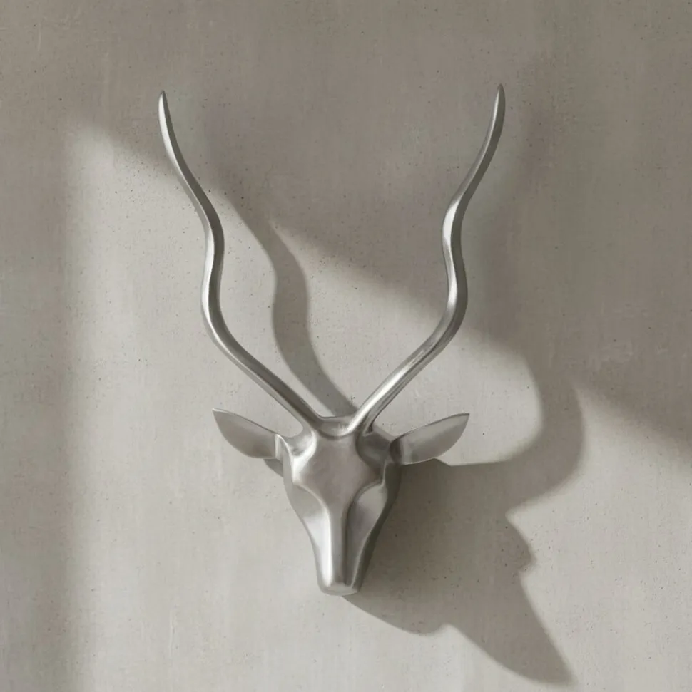 Wanddeko Hirschgeweih Aluminium silberfarben klein im Landhausstil