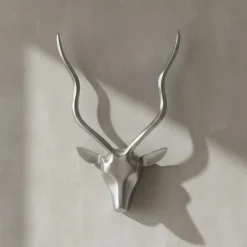 Wanddeko Hirschgeweih Aluminium silberfarben klein im Landhausstil