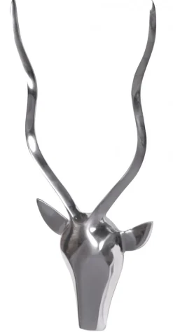 Wanddeko Hirschgeweih Aluminium silberfarben klein im Landhausstil