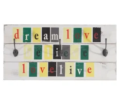 Wandgarderobe Believe, Garderobe Garderobenpaneel, Shabby-Look Vintage mit 3 Haken 30x60cm