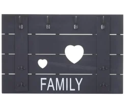 Wandgarderobe MCW-C89 Family, Garderobenpaneel Garderobe, Shabby-Look Vintage, 8 Haken 60x90cm ~ dunkelgrau, shabby