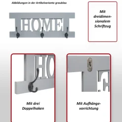 Wandgarderobe MCW-C60 Home, Garderobe Garderobenpaneel, Shabby-Look Vintage 55x21cm ~ dunkelgrau