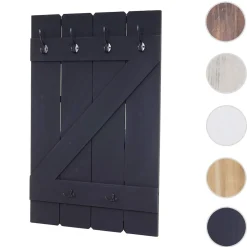 Wandgarderobe MCW-D13, Garderobe Garderobenpaneel, 6 Haken 91x60cm ~ dunkelgrau shabby