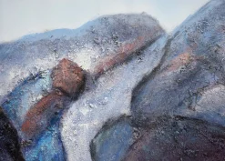 Wandgemälde Landschaft MCW-H25, Leinwandbild Sandgemälde Gemälde, handgemaltes XL Wandbild ~ 80x120cm