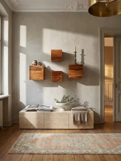 Wandregal Massivholz Landhausstil 4er Set 25 cm und 20 cm