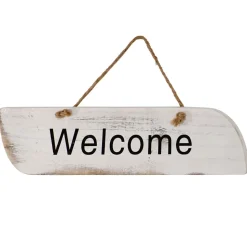 Wandschild Wilkommen, Dekoschild Holzschild, Shabby-Look 10,5x43x1cm ~ weiß