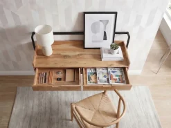 Wandschreibtisch 120cm Massivholz Stauraum Schreibtisch für die Wand Schwebend