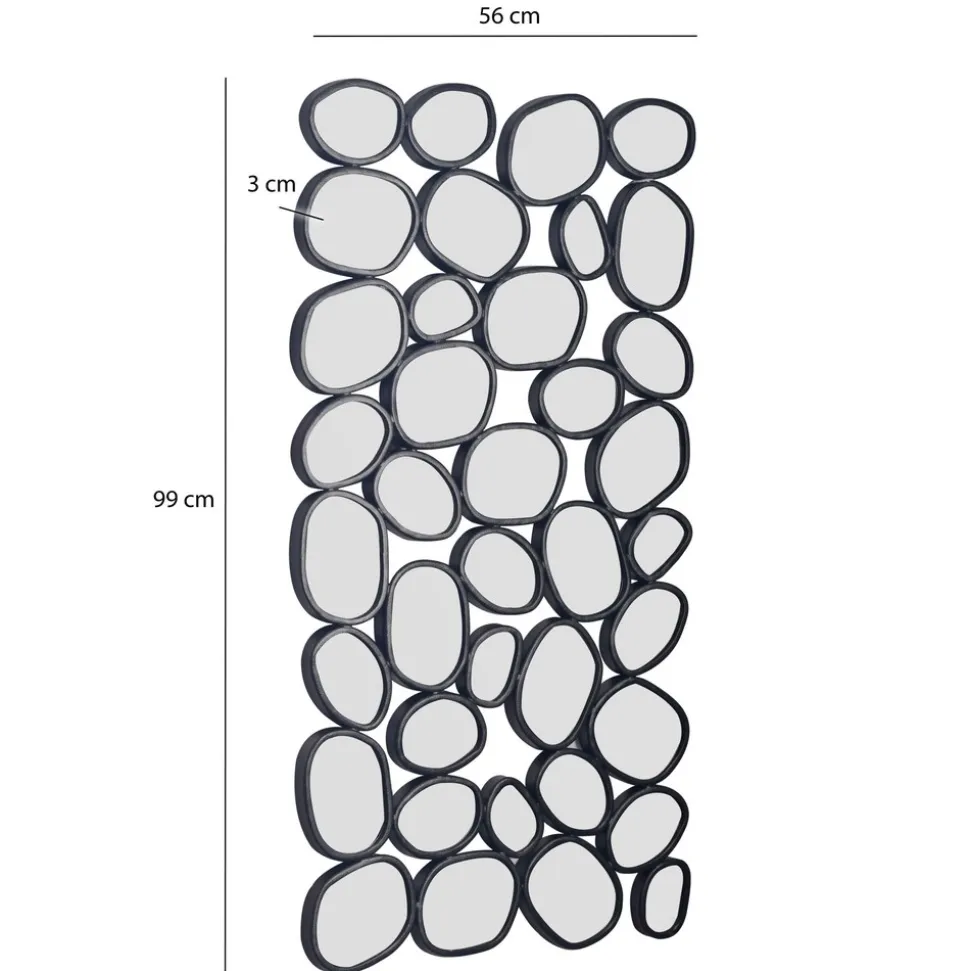 Wandspiegel 56x99 cm Glas Metallrahmen schwarz modern Design Tropfen Spiegel