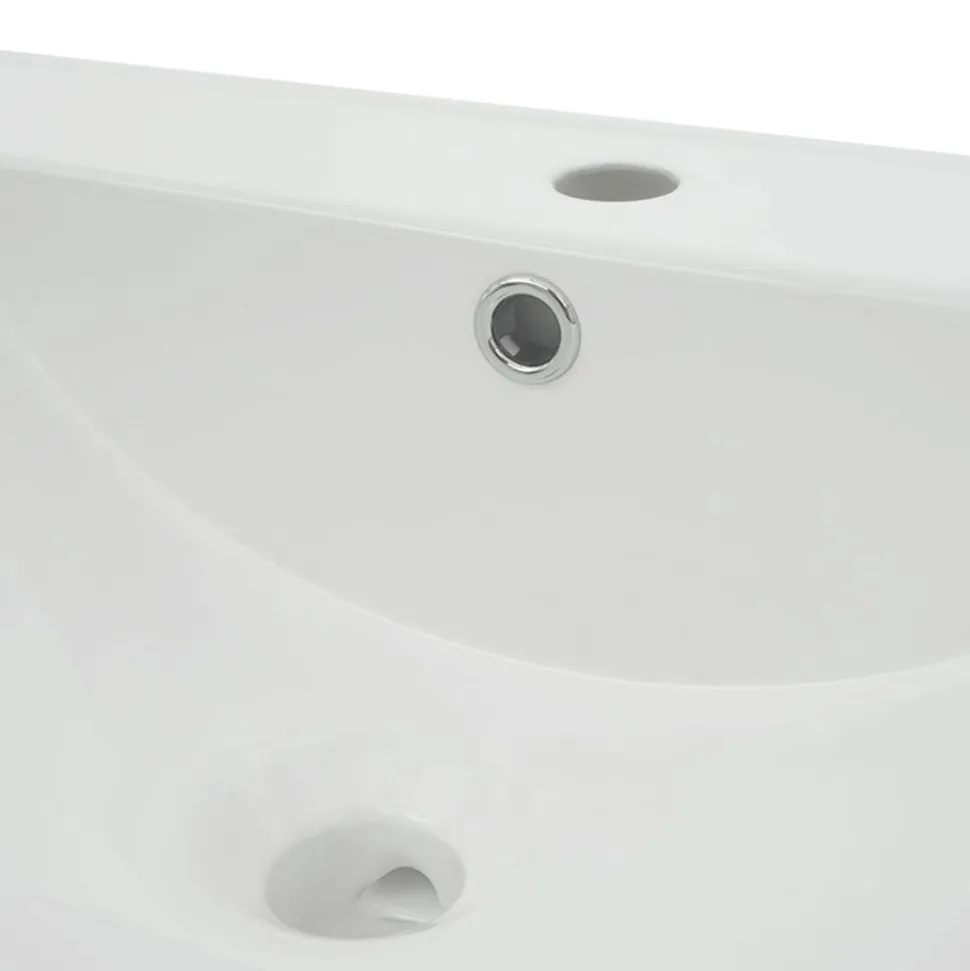 Waschbecken MCW-B19, Waschtisch Handwaschbecken Badezimmer Bad, Keramik eckig 81cm, weiß