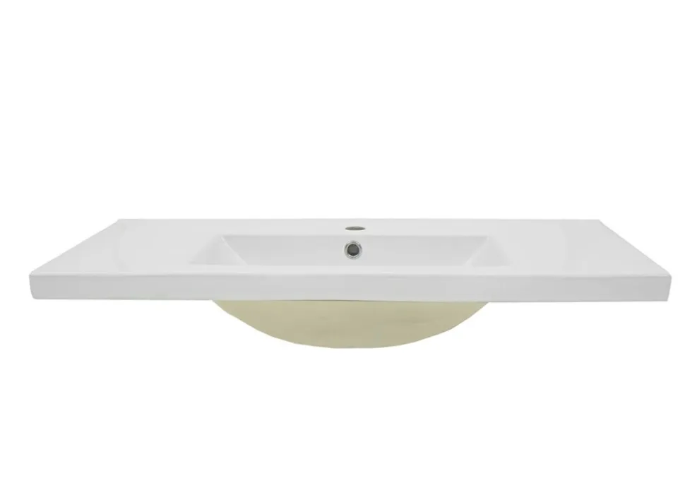 Waschbecken MCW-B19, Waschtisch Handwaschbecken Badezimmer Bad, Keramik eckig 81cm, weiß