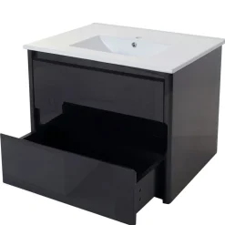 Waschbecken MCW-B19, Waschtisch Handwaschbecken Badezimmer Bad, Keramik eckig 81cm, weiß