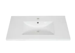 Waschbecken MCW-B19, Waschtisch Handwaschbecken Badezimmer Bad, Keramik eckig 81cm, weiß