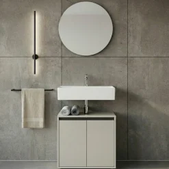 Waschbeckenunterschrank 63 cm mit zwei Türen und Einlegeboden | Steingrau
