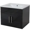 Waschbeckenunterschrank MCW-D16, Waschtischunterschrank Waschtisch Unterschrank Badmöbel, MVG hochglanz 60cm ~ schwarz