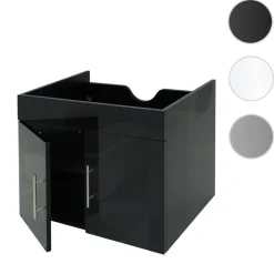 Waschbeckenunterschrank MCW-D16, Waschtischunterschrank Waschtisch Unterschrank Badmöbel, MVG hochglanz 60cm ~ schwarz