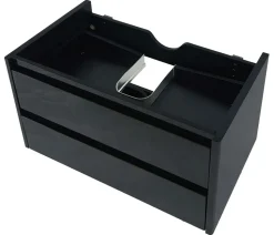 Waschbeckenunterschrank MCW-B19, Waschtischunterschrank Waschtisch Badezimmer, hochglanz Soft-Close 50x80cm ~ schwarz
