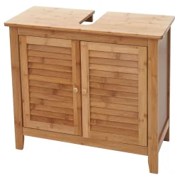 Waschbeckenunterschrank MCW-B18, Badezimmer Badschrank, Bambus ~ 60x67x30cm