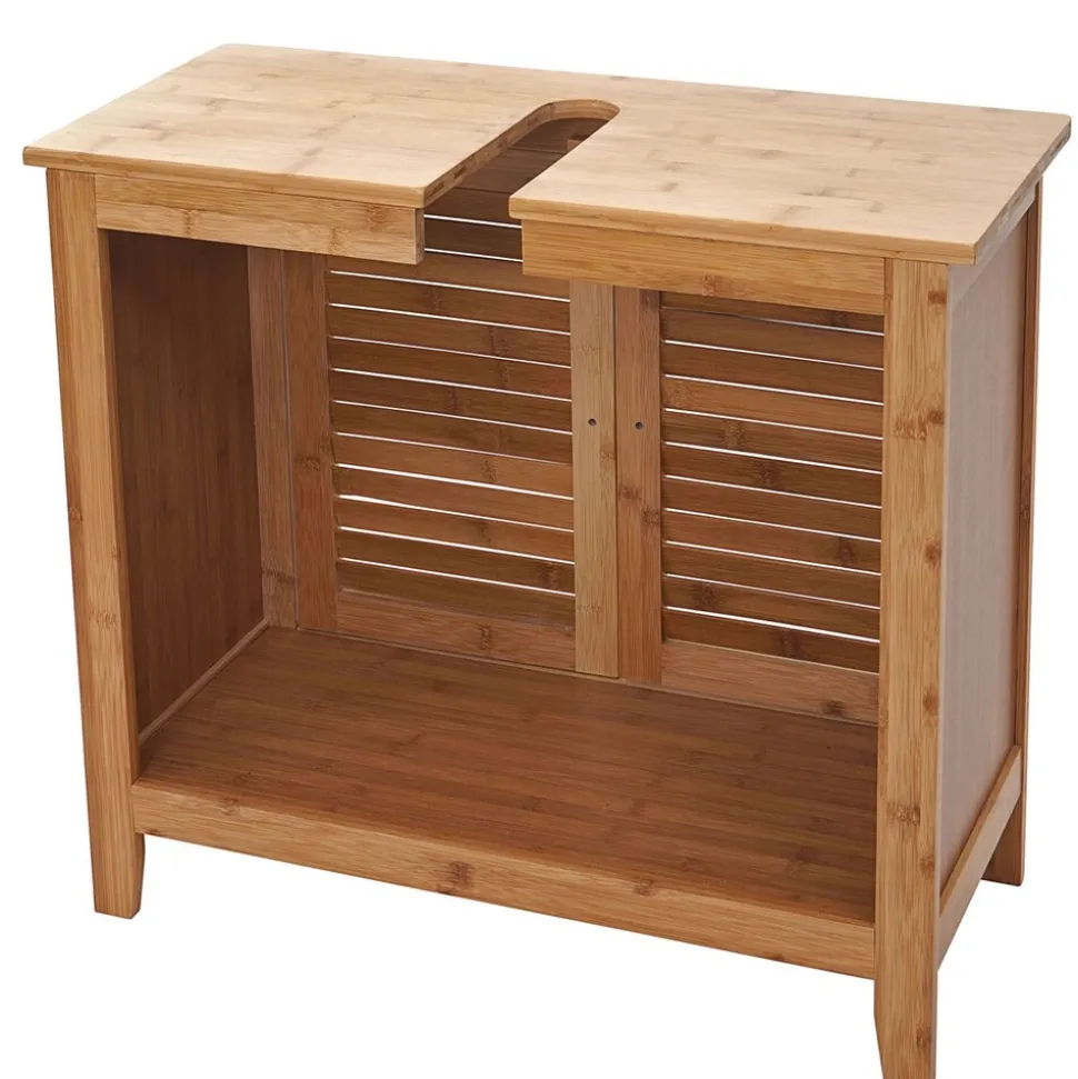 Waschbeckenunterschrank MCW-B18, Badezimmer Badschrank, Bambus ~ 60x67x30cm