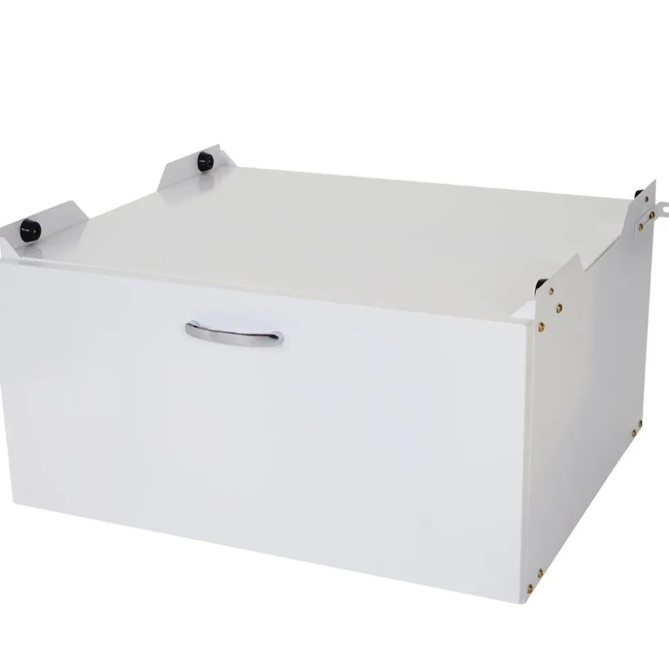 Waschmaschinenunterschrank MCW-E50, Sockel Podest Erhöhung Untergestell, Schublade 33x61x62cm, weiß