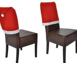 Weihnachten Stuhlhussen 6er Set I Rot I Nikolausmütze I Stuhlbezüge Esszimmer Weihnachtsdeko Weihnachtsmütze Sesselüberzug Husse für Schwingstuhl