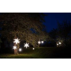 Weihnachtsstern LED Dekostern 25cm Weiss für AUSSEN Kabel mit Trafo 3D Stern 18 Zackig Leuchtstern Weihnachtslicht Winterbeleuchtung 3D Stern Weihnachtslicht Xmas Lights