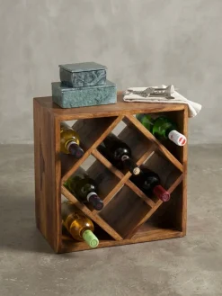 Weinregal Massivholz für 8 Flaschen stehend schmal 40x40x25cm