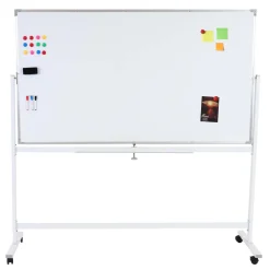 Whiteboard MCW-C85, Magnettafel Memoboard Pinnwand, mobil rollbar inkl. Zubehör ~ 180x100cm