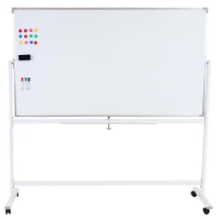 Whiteboard MCW-C85, Magnettafel Memoboard Pinnwand, mobil rollbar inkl. Zubehör ~ 180x100cm