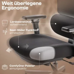 WINTONCOVE Merlin Bürostuhl Ergonomisch – Schwarz