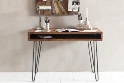 WOHNLING Schreibtisch BAGLI Massivholz Braun 110 x 60 x 76 cm