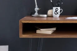 WOHNLING Schreibtisch BAGLI Massivholz Braun 110 x 60 x 76 cm